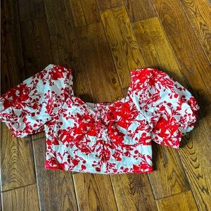 Japna Red Floral Crop Top